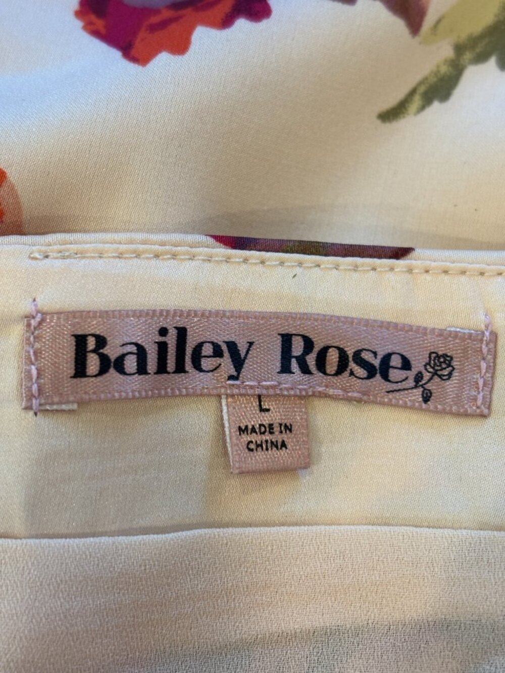 Bailey Rose Floral Mini Skirt Cream Poppy Print Size Large NWT - Picture 4 of 7